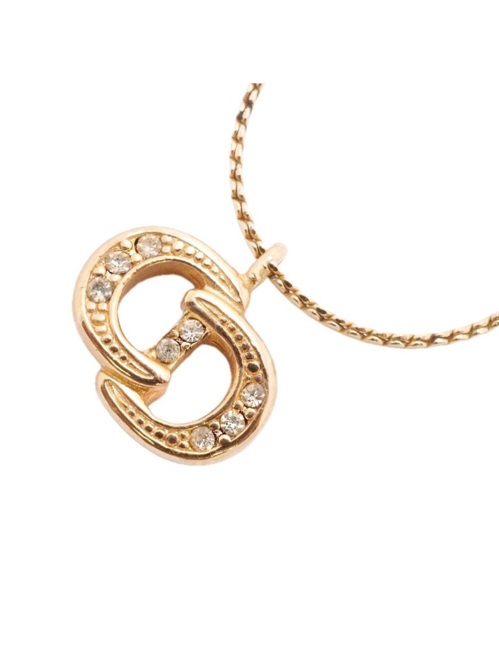 Dior Necklace CD Logo Gold Plated Rhinestone